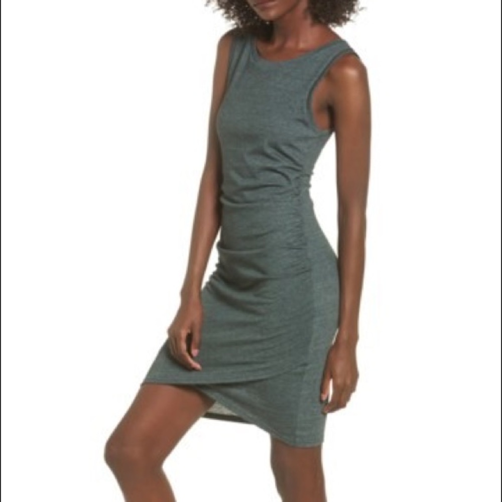 Leith ruched Dress dark green heather Small